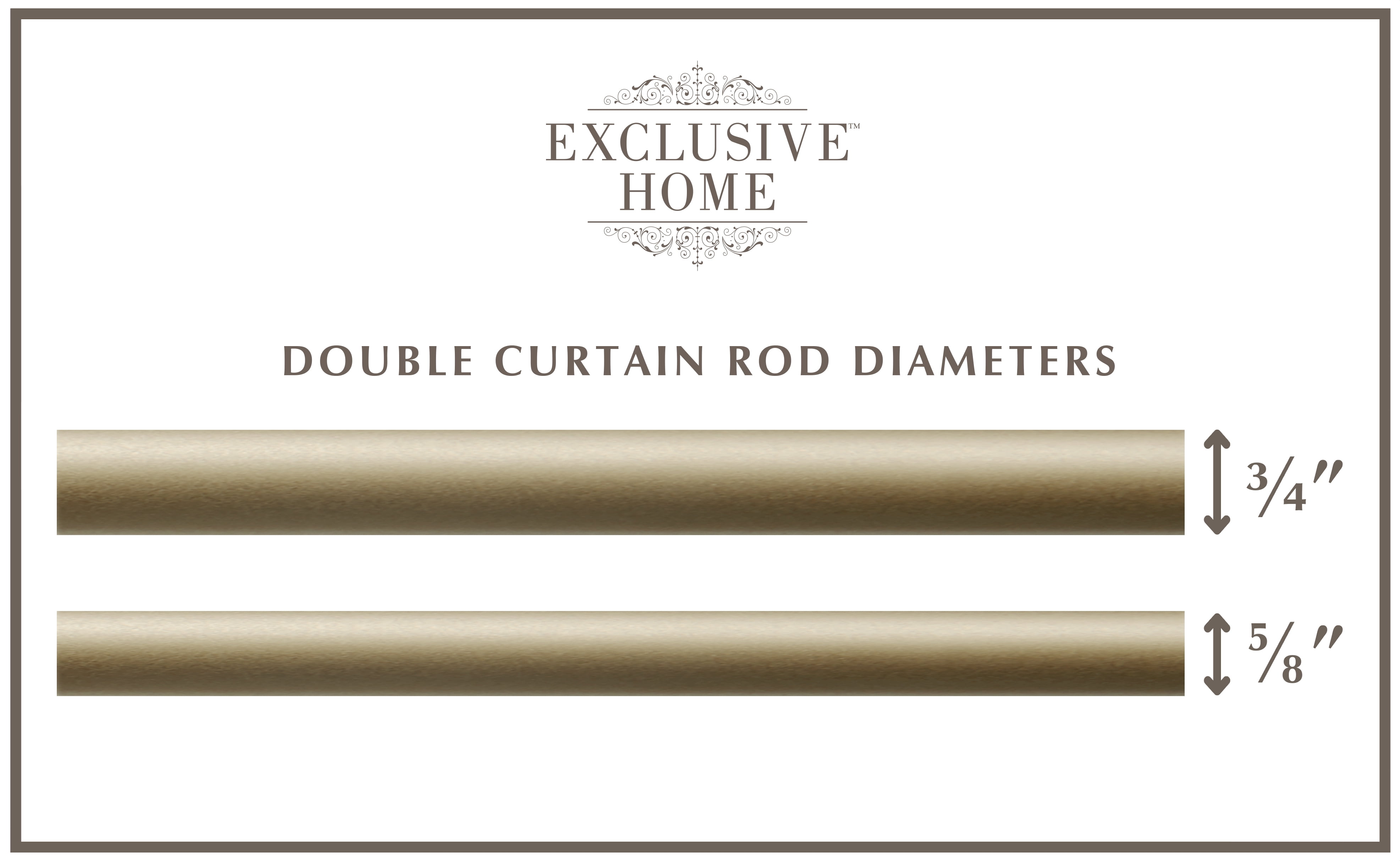 Exclusive Home Fetter Wrap Around Double Curtain Rod, Gold, 52"-72"