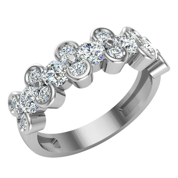 1.00 CT TW Diamond Anniversary Band with Bezel Setting Ring 18K White Gold (G,VS)
