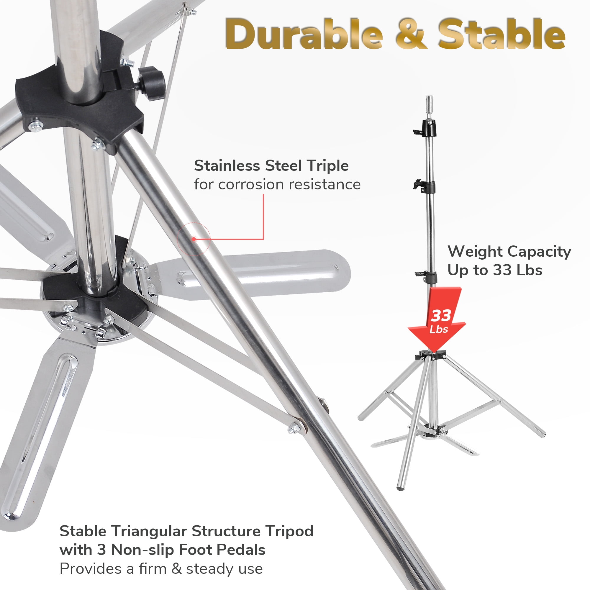 Adjustable Metal Mannequin Tripod Stand for Hair Salon Cosmetology with  Lightweight Carry Bag