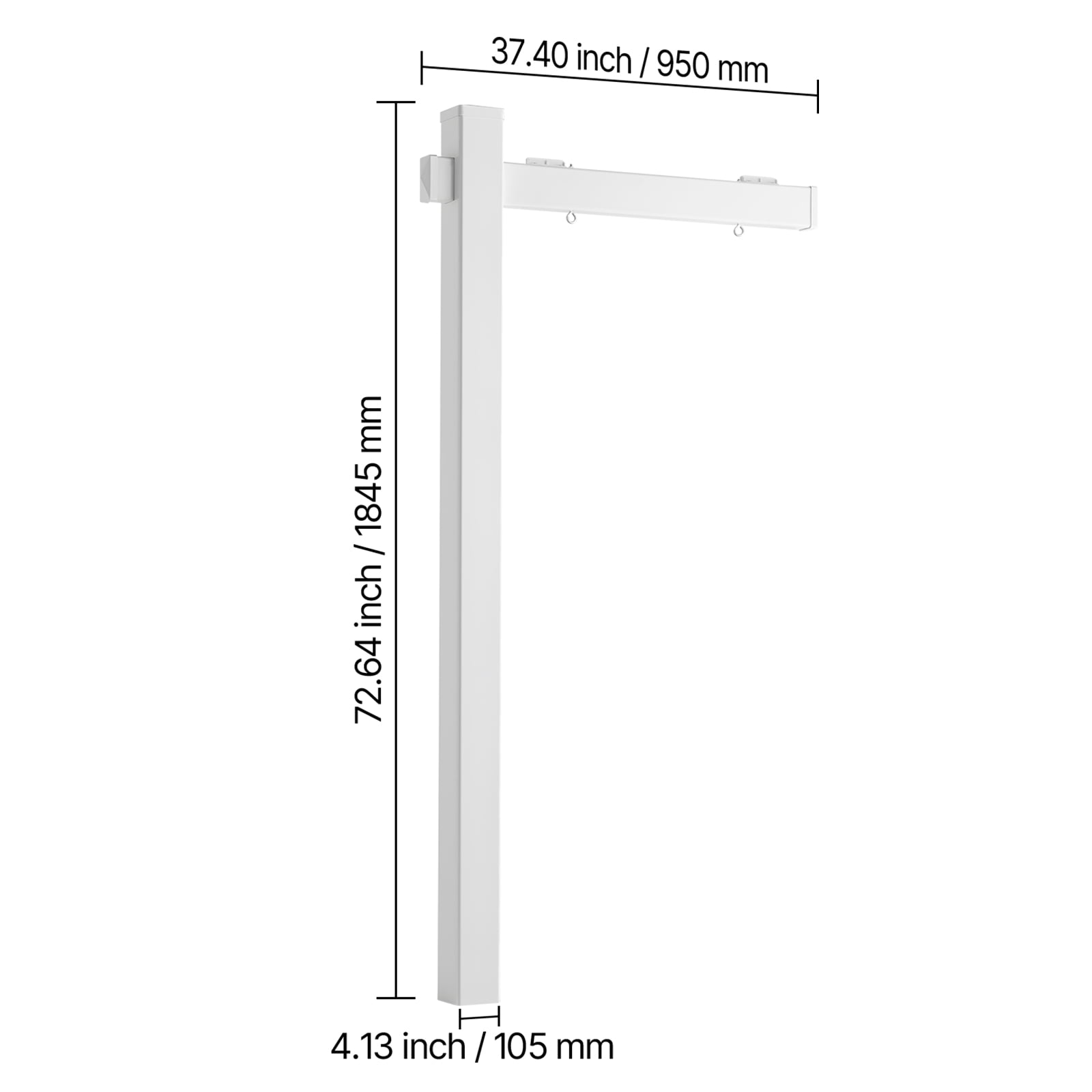 KFFKFF 6 ft Tall PVC Real Estate Sign Post with 36 in Arm, Durable Yard Sign Holder for Outdoor Use, Easy Installation, Wind-Resistant, Suitable for Open Houses, Homes, and Roads, White (No Signs)