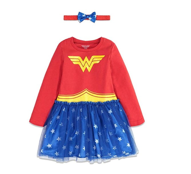 Wonder Woman Toddlers and Girls Red Logo Nightgown Uniform Long Sleeved Gown