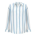 thumbnail image 3 of Women's Long Sleeve Basic Shirts Stripe Lapel V Neck Button Down Work Shirt Fall Tops Outfits Clothes 2025, 3 of 8