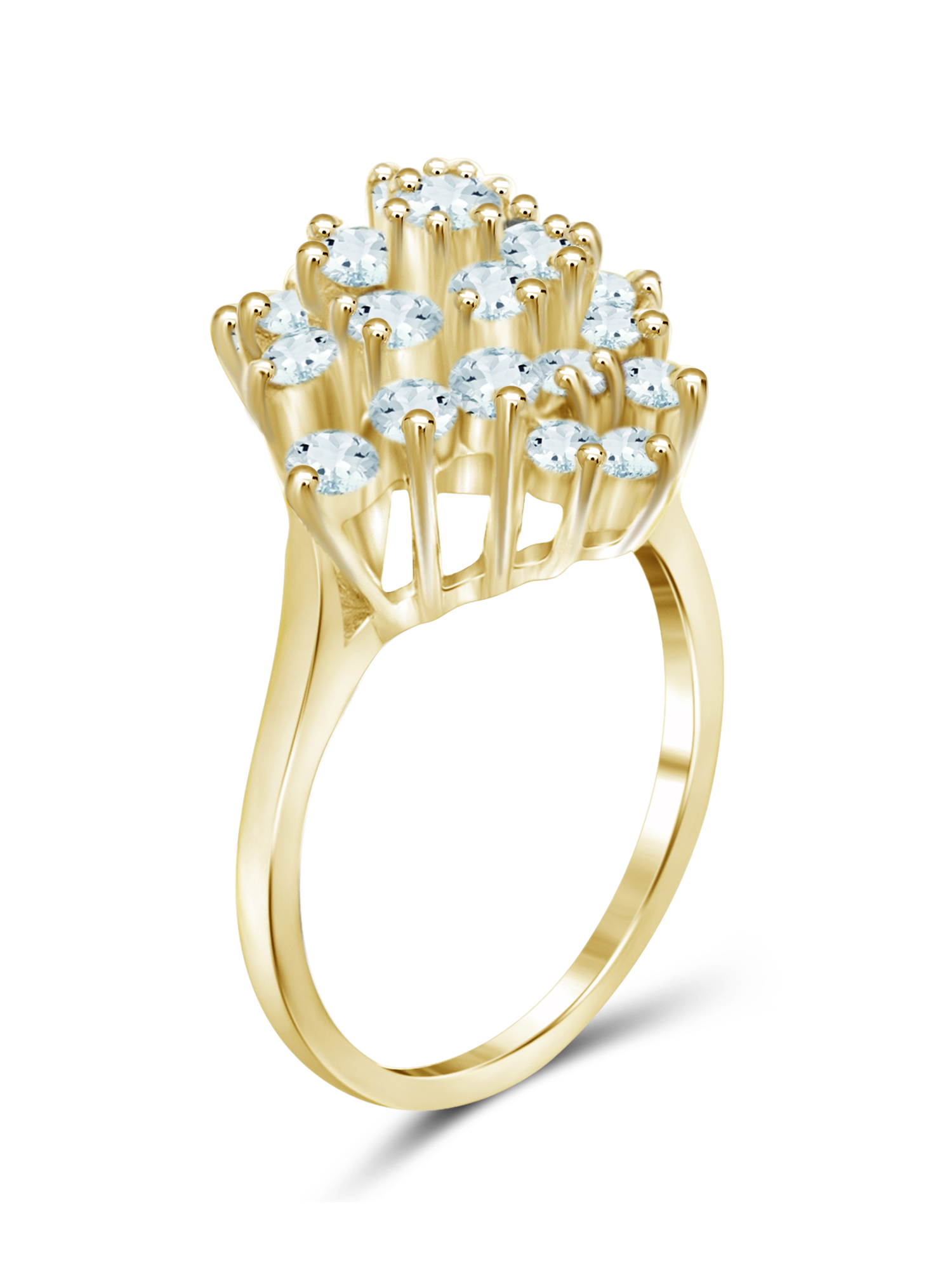 JewelersClub Aquamarine Ring Birthstone Jewelry – 1.50 Carat Aquamarine 14K Gold Plated Silver Ring Jewelry – Gemstone Rings with Hypoallergenic 14K Gold Plated Silver Band