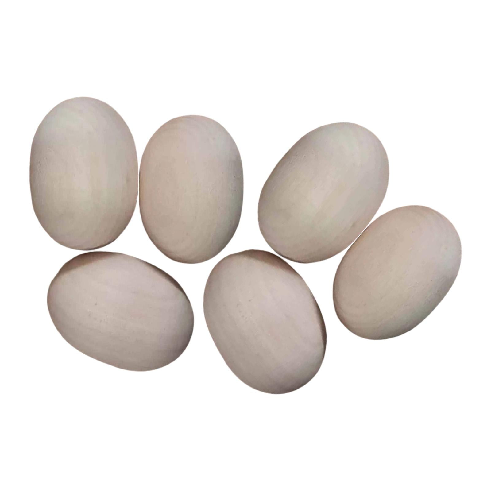 Milageto 6Pcs Unfinished Craft Wood Easter Decoration Fake Eggs Unpainted Wooden Eggs