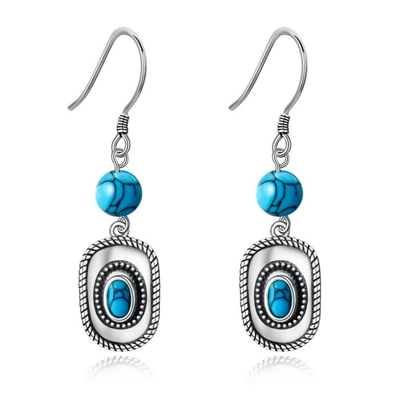 925 Sterling Silver Turquoise Cowboy Hat Earrings for Women