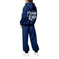 thumbnail image 4 of UJNDER Women's Casual Tracksuit Set Letter Print Drawstring Hoodie Jogger Pants Long Sleeve Zip Up Outfit with Pockets Pant Suits for Women Navy XL, 4 of 4