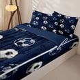 thumbnail image 3 of Castle Fairy Soccer Ball Print Zipper Twin Comforter Sets with Fitted Sheet and 2 Pillowcases, Sport Theme Zipper Bedding Set, Navy Blue White,4-Piece,Navy Blue Reversible, 3 of 6