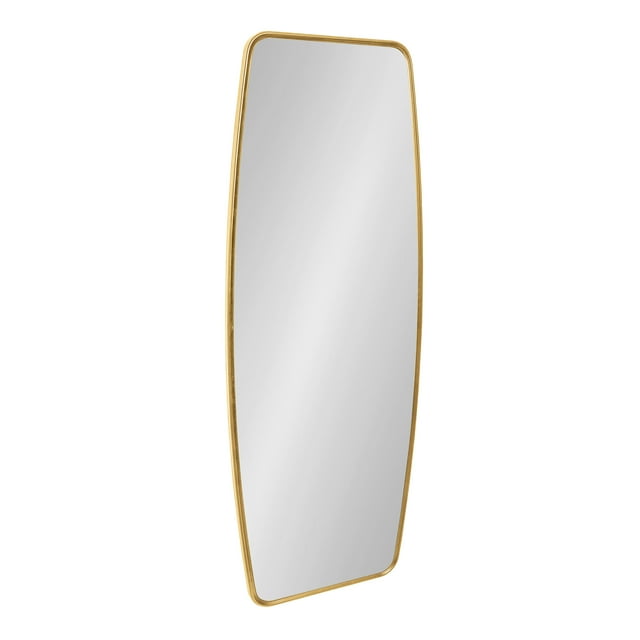 Kate and Laurel Caskill Modern Barrel Mirror, 18 x 48, Gold, Rounded Rectangle Full Sized Mirror for Wall