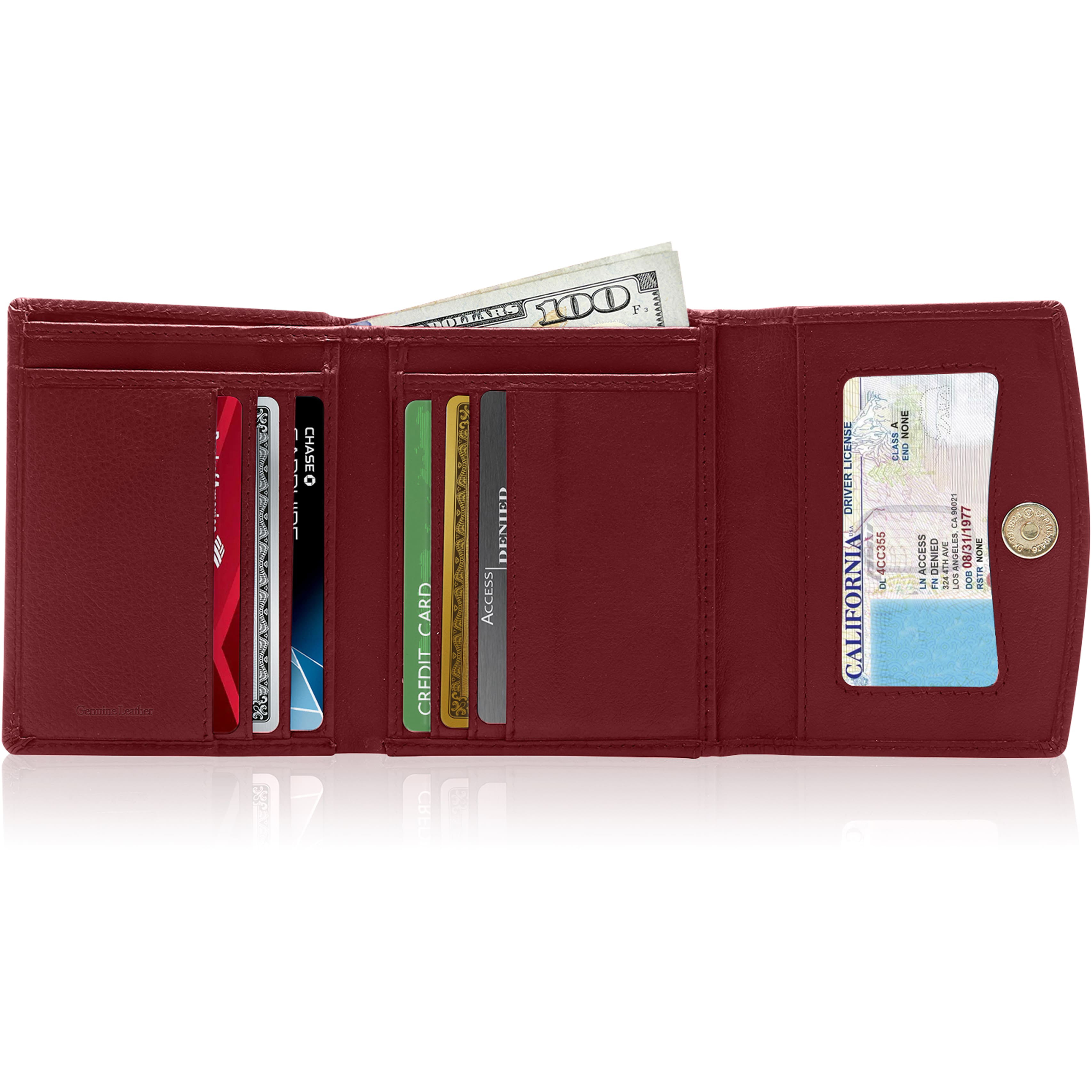 BLACK LEATHER Has 12 Credit Cards Slots Super Soft Leather Credit Card Holder With Popper Fastening