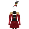 thumbnail image 1 of Alvivi Costume de Jeu de Rôle de Cirque pour Filles, Justaucorps à Manches Longues avec Franges et Chapeaux, Ensemble de Déguisement de Carnaval, Robe de Fête, Rouge 12, 1 of 7