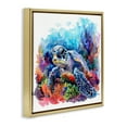 thumbnail image 4 of Stupell Industries Undersea Turtle & Coral Animals Painting Gold Floater Framed Canvas Art Print Wall Art, 18 x 18, 4 of 10