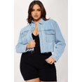 thumbnail image 4 of Chaqueta vaquera rasgada de manga larga para mujer, abrigo Vintage con bolsillos de parche, Tops elegantes, ropa de abrigo femenina con dobladillo deshilachado, 4 of 5