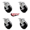 thumbnail image 2 of 5 Inch Soft Rubber Wheel Swivel Top Plate Caster Set with Brake Service Caster, 2 of 2