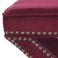 thumbnail image 5 of SAFAVIEH Palmer Ottoman Brass Nail Head Red Velvet, 5 of 5