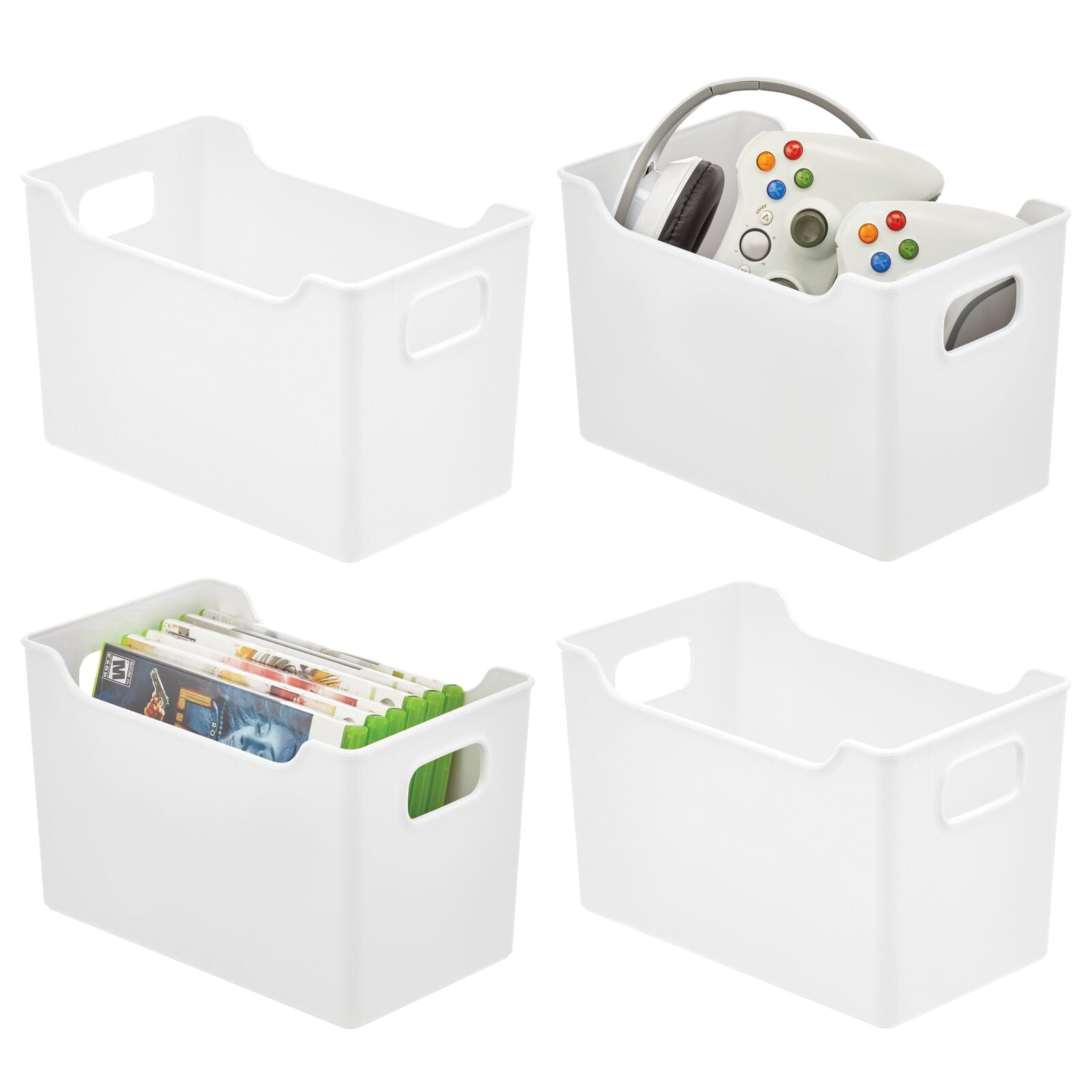mDesign Deep Plastic Storage Organizer Storage Bin, Game and Comic