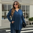 thumbnail image 5 of LANREMON Women's Plus Size Henley Shirts V Neck Button Tunic Tops Casual Long Sleeve Swing Flowy Blouse, 5 of 7