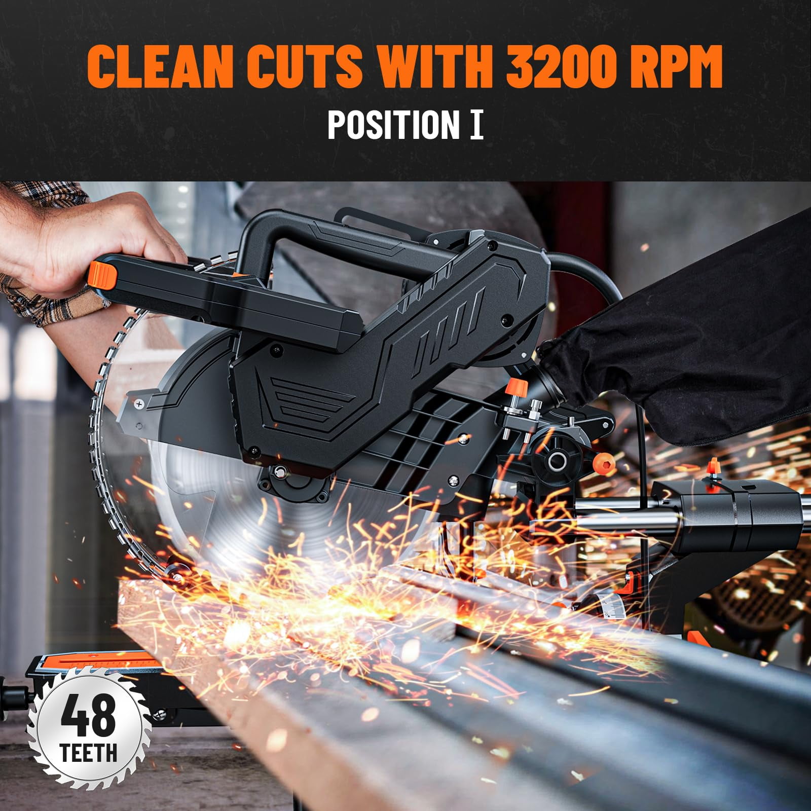 DOVAMAN 10-Inch Dual Bevel Sliding Miter Saw with LED Shadow Line, 15A Motor, 2-Speed Control, Wide Cutting Capacity