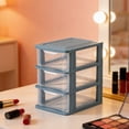 thumbnail image 2 of 3-Tier Desktop Drawer Organizer, 6.10x4.13x9.06in Transparent Plastic Storage Box, Dustproof Multi-Purpose Container for Office Cosmetics Stationery, Blue, 2 of 6