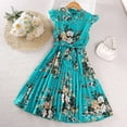 thumbnail image 3 of Odeerbi Niñas Verano Floral Plisado Vestidos Ruffle Manga Algodón Vestido Sin Mangas Cuello Redondo Vestido Sol, 3 of 3