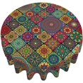thumbnail image 3 of Vintage Bohemia Mandala Round Tablecloth Washable Reusable Decoration Table Cover for Kitchen Party 60", 3 of 6