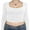 White, variant on Michellecmm Women Lace Trim Short T-Shirts U-Neck Long Sleeve Shirts Tops