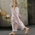 thumbnail image 5 of Women's Boho Palazzo Pants Wide Leg Beach Pants High Waisted Lounge Pants with Pockets, 5 of 7