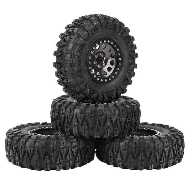 Tbest RC Car Tire,RC Accessories,4pcs RC Crawler Rubber Tire Metal Wheel Hub Accessory Fit For 1/10 RC Car 2.2 Inch