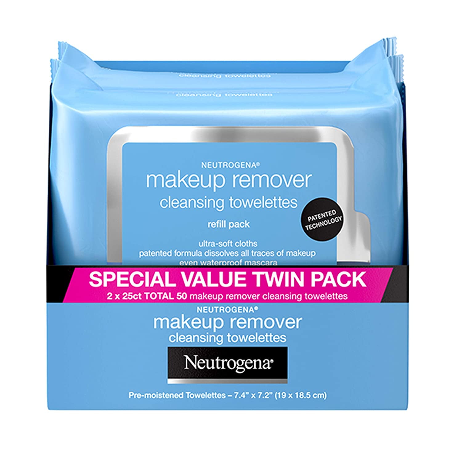 at tilbagetrække bytte rundt lyse Neutrogena Makeup Remover Cleansing Face Wipes, Daily Cleansing Facial  Towelettes to Remove Waterproof Makeup and Mascara, Alcohol-Free, Value  Twin Pack, 25 count, 2 Pack - Walmart.com
