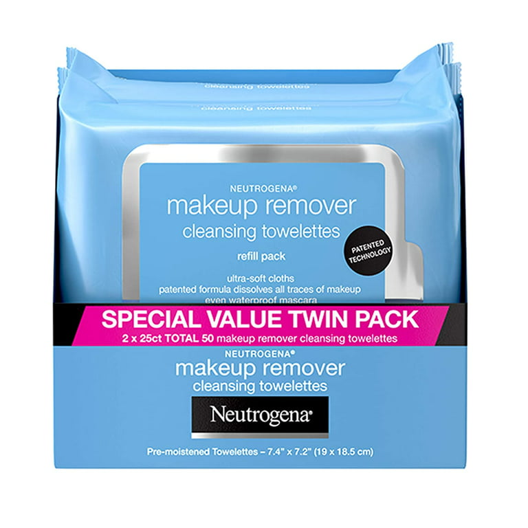 rookie kapre Resistente Neutrogena Makeup Remover Cleansing Face Wipes, Daily Cleansing Facial  Towelettes to Remove Waterproof Makeup and Mascara, Alcohol-Free, Value  Twin Pack, 25 count, 2 Pack - Walmart.com