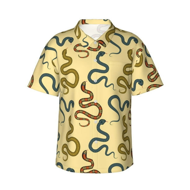 Balery Various Snake Camisas hawaianas de manga corta para hombre, camisas playeras de corte holgado, camisas de vacaciones con botones,Large