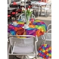 thumbnail image 4 of Outdoor Tablecloth with Umbrella Hole and Zipper, Colorful Geometric Round Table Cloth 54 Inch Waterproof Tablecloth, Modern Rainbow Ombre Abstract Art Picnic Table Cover for Patio Camping, 4 of 7