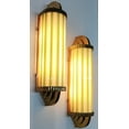 thumbnail image 6 of Pair of Vintage Art Deco Skyscraper Wall Sconces – Brass & Opaline Green Milk Glass Rod Lights, 6 of 6