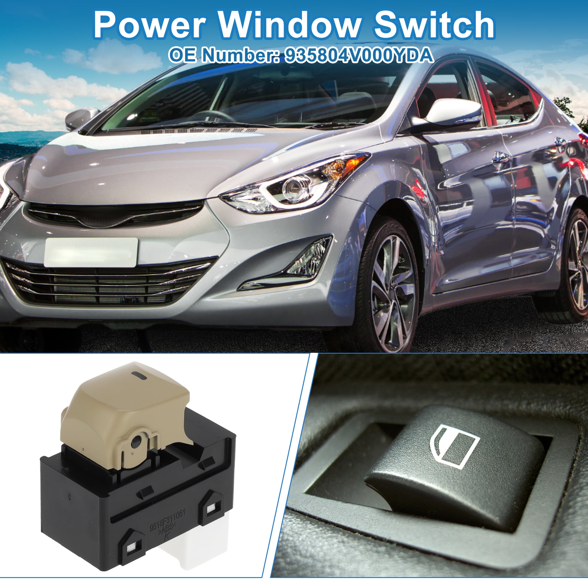 Unique Bargains Power Window Switch for Hyundai Elantra 2012-2016 Passenger Beige