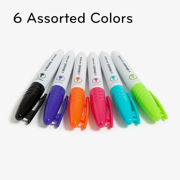 RTHG-Fine Tip Dry Erase Markers, Mini Size Whiteboard Markers, Low Odor, Assorted Bright Colors, Set of 6