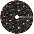 thumbnail image 1 of FMSHPON Rose Flower Skull Day of Dead Floral Xmas Christmas Tree Skirt Stand Mat for Holiday Party Decoration Indoor Outdoor 36 inches, 1 of 6