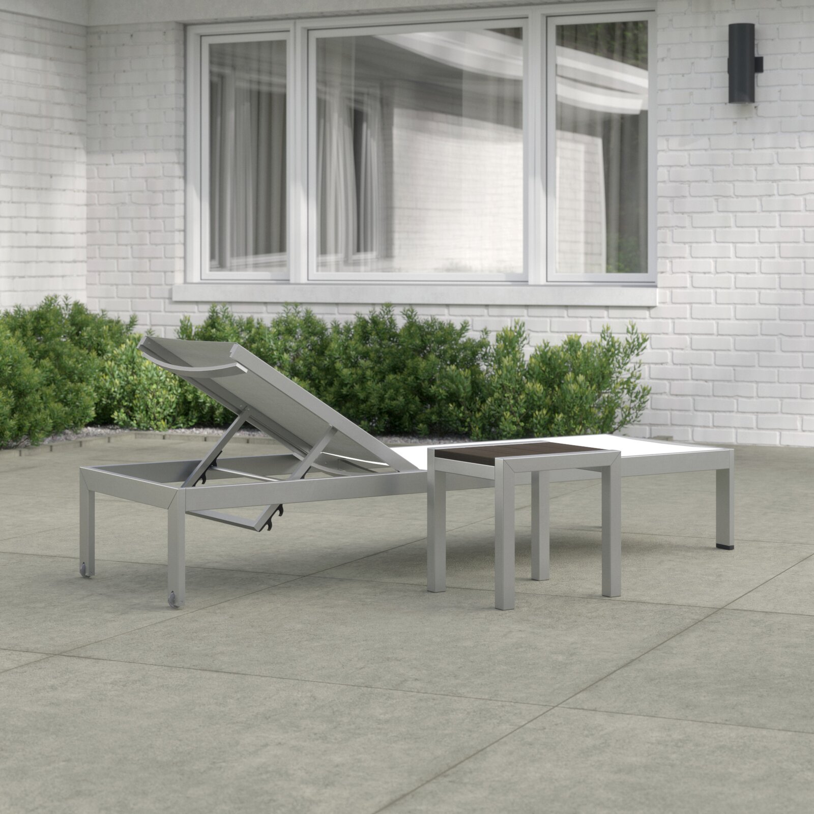 Coline Outdoor Patio Reclining Chaise Lounge with Table, Recliner/height adjustable, Reclining - image 2 of 7