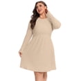 thumbnail image 5 of Cueply Women's Plus Size Ribbed Knit Dress Long Sleeve Crew Neck Empire Waist Casual A-Line Dress with Pockets, 5 of 8