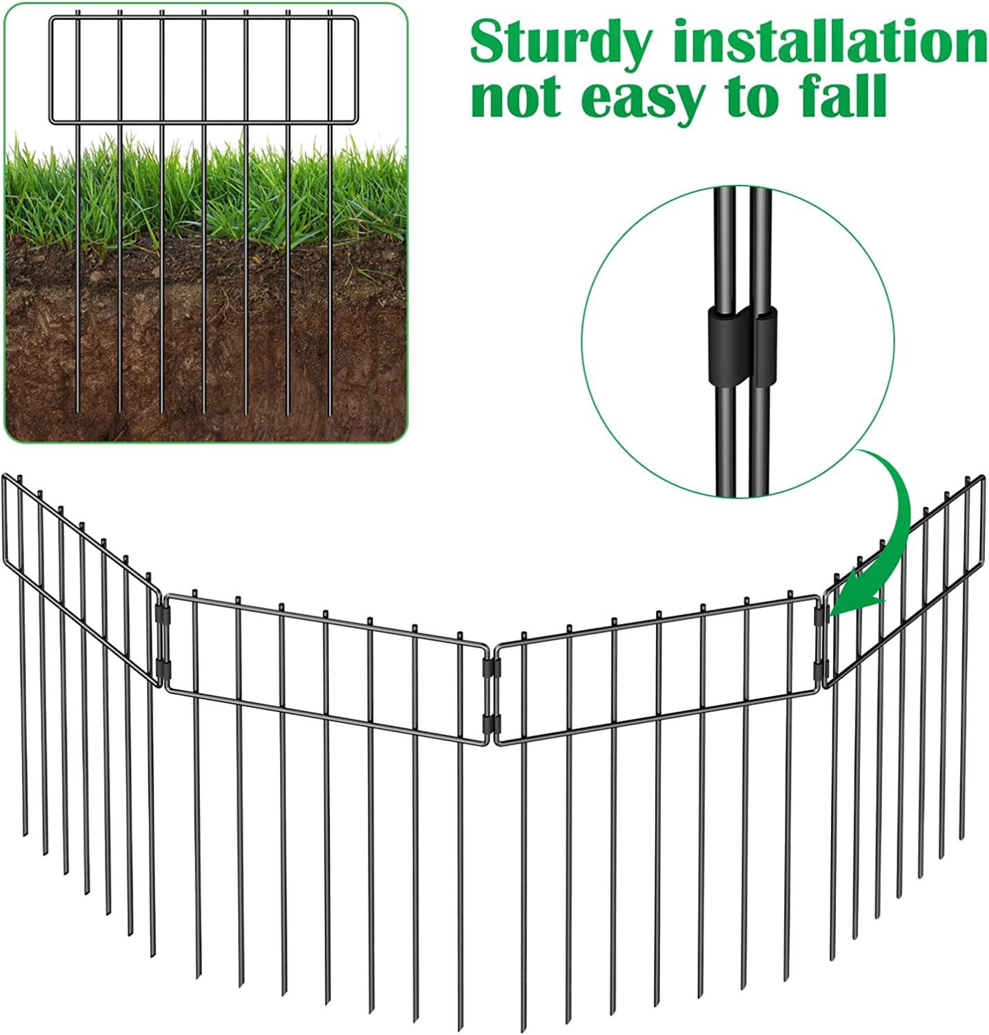 Animal Barrier Fence, Total Decorative Garden Fence , Rustproof Metal Barrier Bottom Fence, Dog Rabbits Ground Stakes Border Fence for Garden.