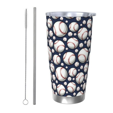 

Logiee Cute Basebal Print 20OZ Car Cup with Lid Stainless Steel Vacuum Insulated Double Wall Travel Tumbler Durable Insulated Coffee Mug Thermal Cup with Straw-Straw Two-piece Set