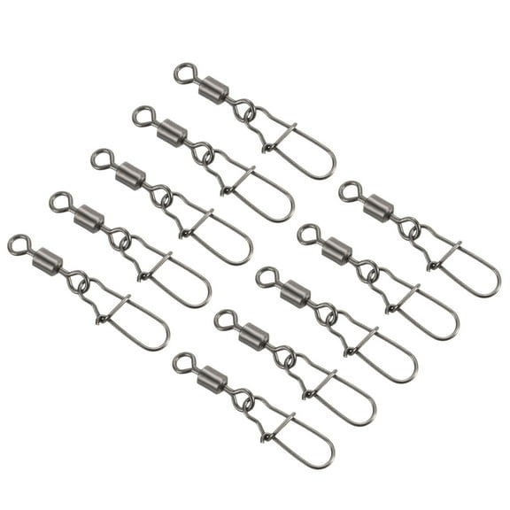 50LBS Stainless Steel Fishing Rolling Swivel with Coastlock Snap, Black 60 Pack