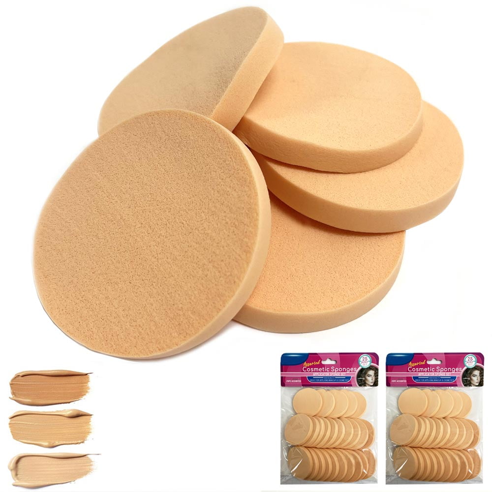 50 PC Round Makeup Sponge Face Pads Facial Smooth Powder Puff Applicator Sponges