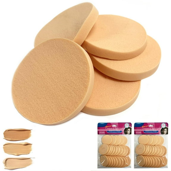 50 PC Round Makeup Sponge Face Pads Facial Smooth Powder Puff Applicator Sponges