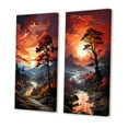 thumbnail image 3 of Designart "Pine Tree Crimson Charm II" Tree Pine Wall Art Set Of 2 - Peach Floral Wall Decor Set Of 2, 3 of 7