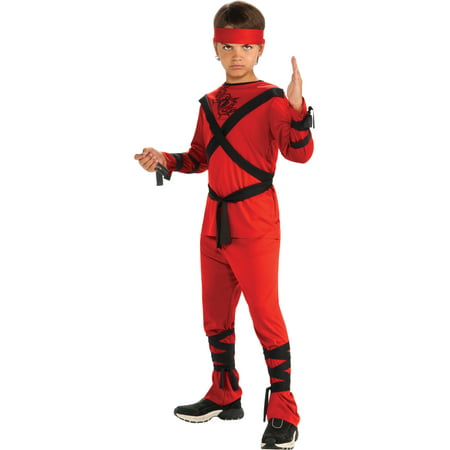 Child's Red Ninja Samurai Warrior Costume Boys Small 4-6