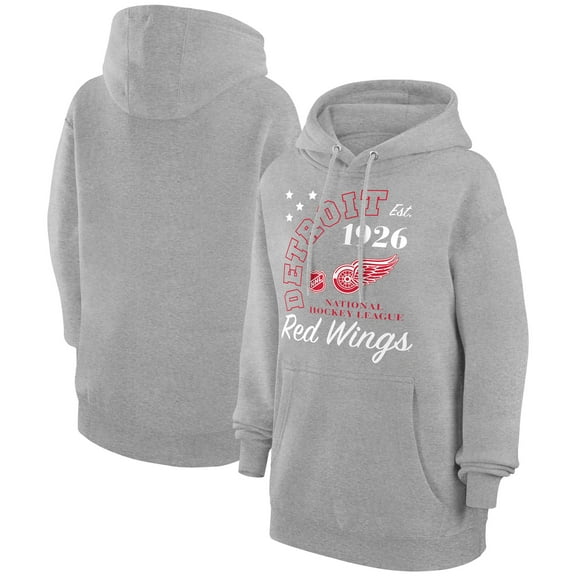 Men's Starter Heather Gray Detroit Red Wings Arch City Team Graphic Fleece Pullover Hoodie