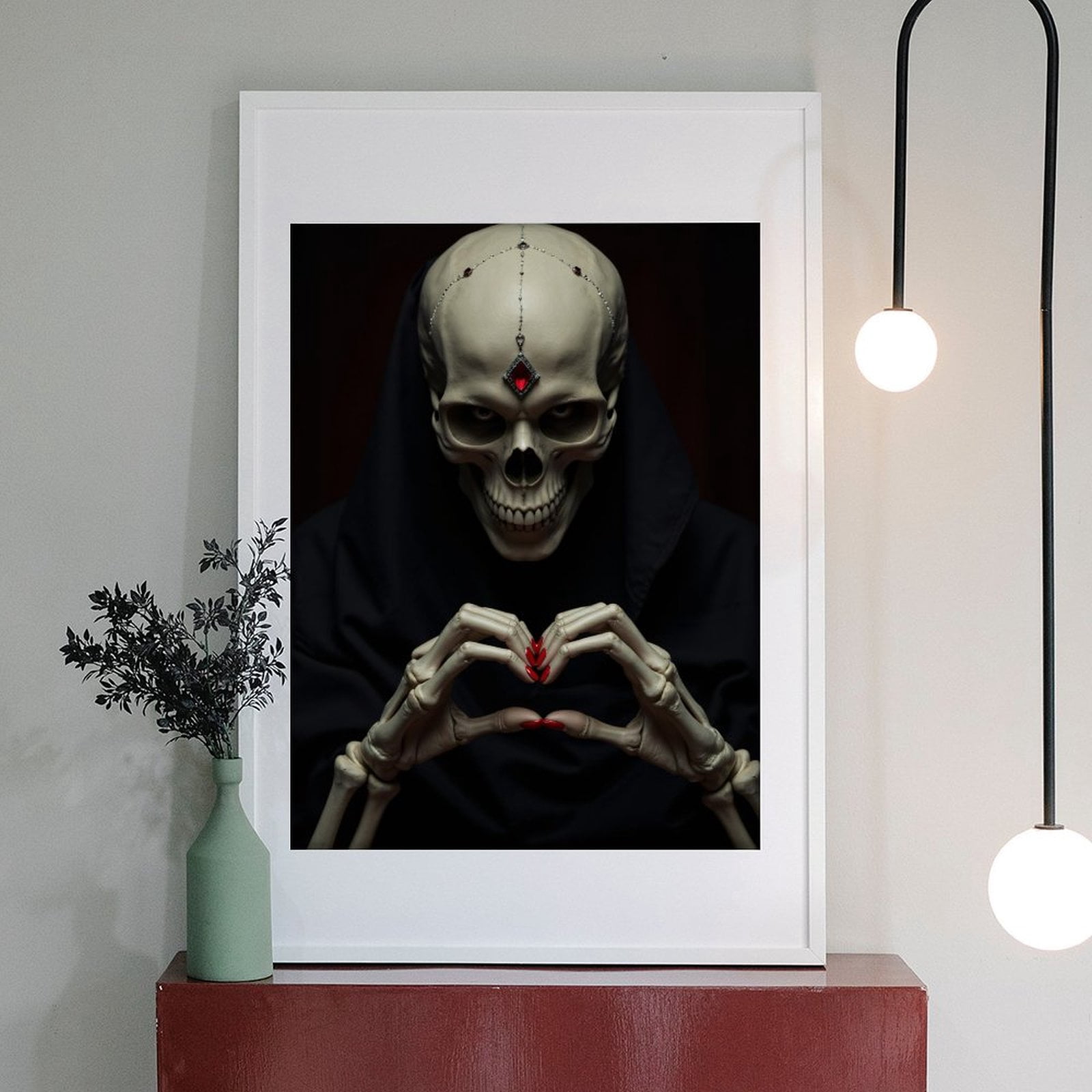 Diamond Art Kits for Adults - 5d Skeleton Hooded Red Gem Gesture Diamond Painting for Adults, Diamond Art for Adults Beginners, Diamond Painting Kits for Adults for Home Wall Decor