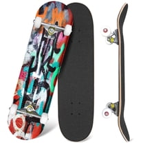 31'' Complete Skateboard 7 Layer Canadian Maple Double Kick Deck Skateboards Colorful graffiti concrete wall Skate Board for Beginner Adult Gifts