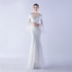 thumbnail image 4 of Vestido de noche con lentejuelas para cena de boda, escenario, malla encriptada, con borde ondulado de seda de pescado, 4 of 6