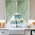 thumbnail image 4 of Swag Curtains Valances for Windows, Abstract Beach Coastal Short Kitchen Window Curtains Over Sink, Ombre Sage Green Geometric Cafe Curtains Panel Set Of 2,Rod Pocket, 45 Inches Length, 4 of 8