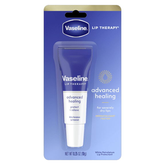 Vaseline Lip Therapy Lip Balm Tube For Healthier Looking Lips Advanced Healing Moisturizer For Dry Lips, 0.35 oz
